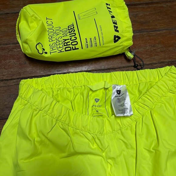 NEW Rev'it Rain Pants Acid 3 H2O, Neon Yellow, Medium - Picture 5 of 7